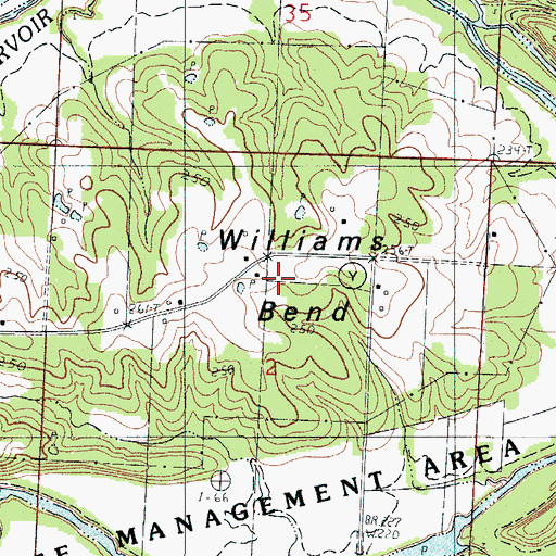 Topographic Map of Williams Bend, MO