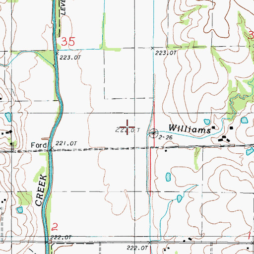 Topographic Map of Williams Branch, MO