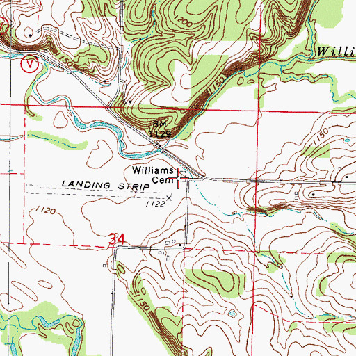 Topographic Map of Williams Cemetery, MO