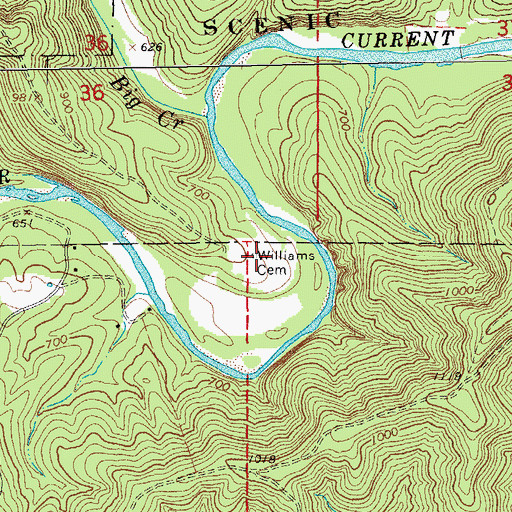 Topographic Map of Williams Cemetery, MO
