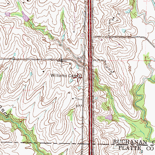Topographic Map of Williams Cemetery, MO