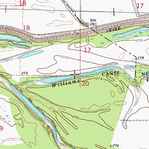 Topographic Map of Williams Chute, MO