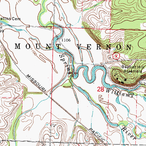 Topographic Map of Williams Creek, MO