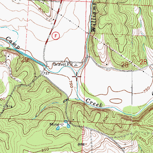 Topographic Map of Williams Creek, MO