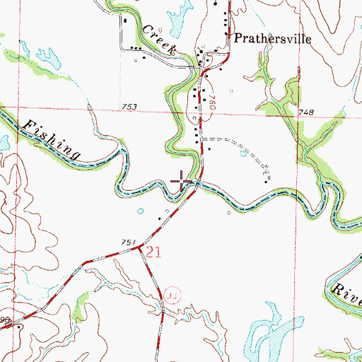 Topographic Map of Williams Creek, MO