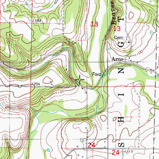 Topographic Map of Williams Hollow, MO
