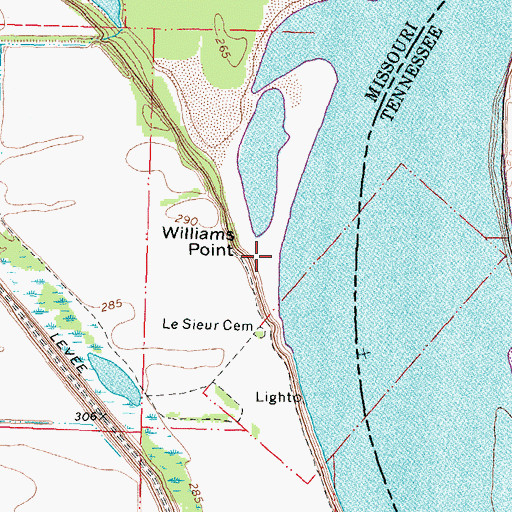 Topographic Map of Williams Point, MO