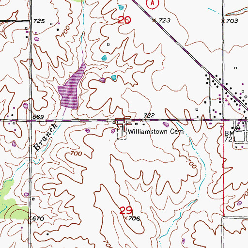 Topographic Map of Williamstown Cemetery, MO