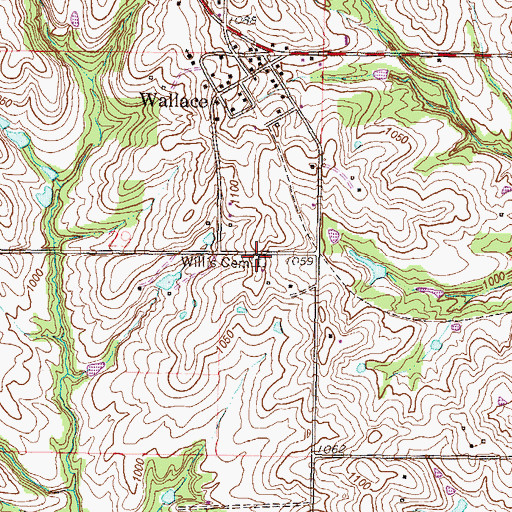 Topographic Map of Willis Cemetery, MO