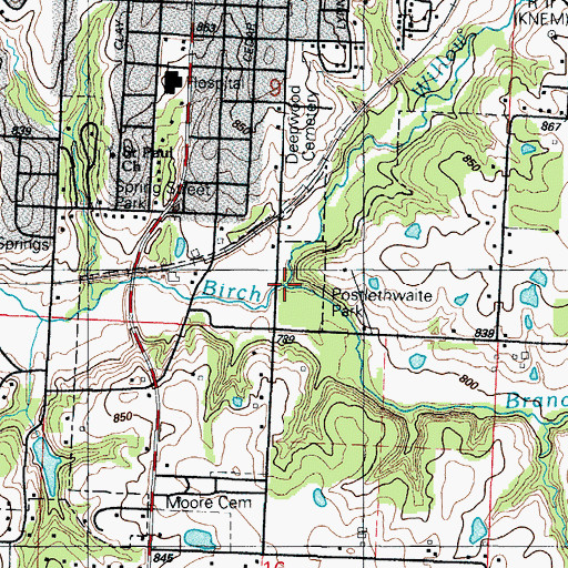 Topographic Map of Willow Branch, MO