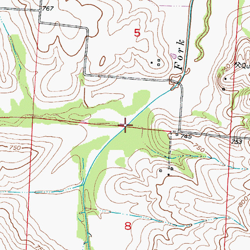 Topographic Map of Willow Branch, MO