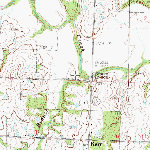 Topographic Map of Willow Branch, MO
