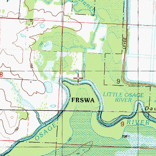Topographic Map of Willow Branch, MO