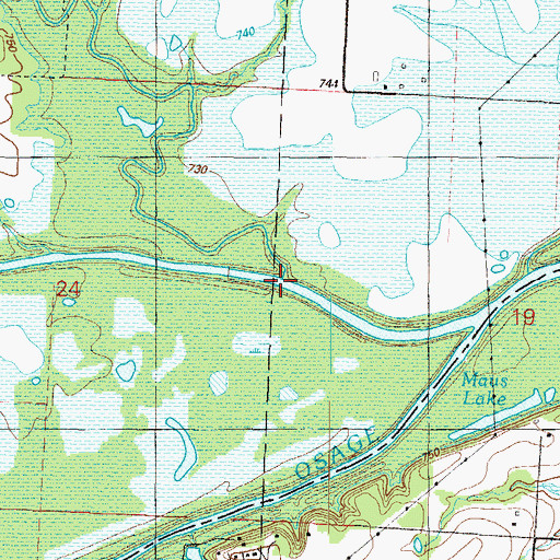 Topographic Map of Willow Branch, MO