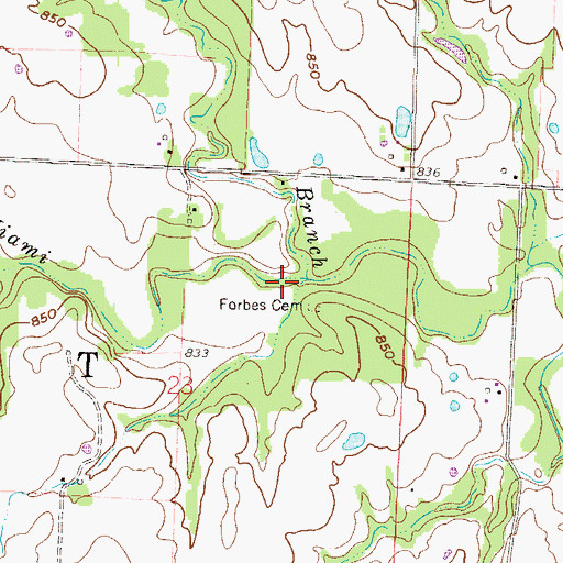 Topographic Map of Willow Branch, MO