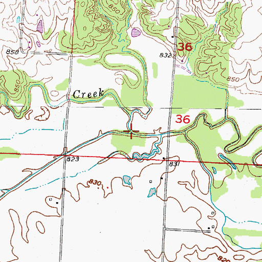 Topographic Map of Willow Branch, MO