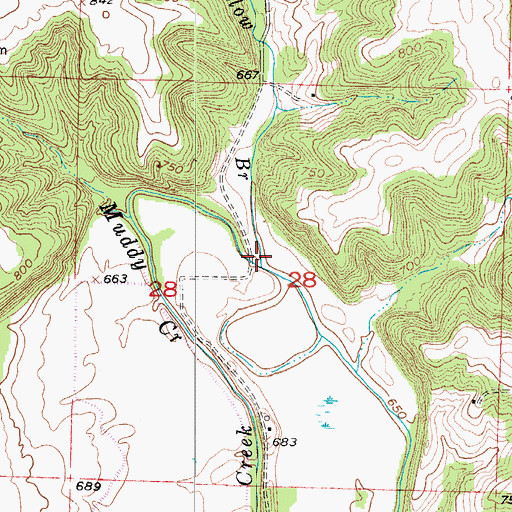 Topographic Map of Willow Branch, MO