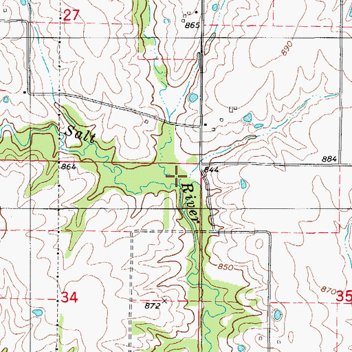 Topographic Map of Willow Branch, MO