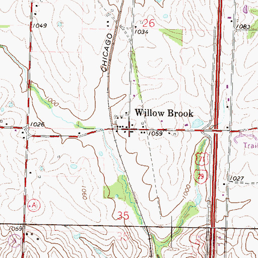 Topographic Map of Willow Brook, MO
