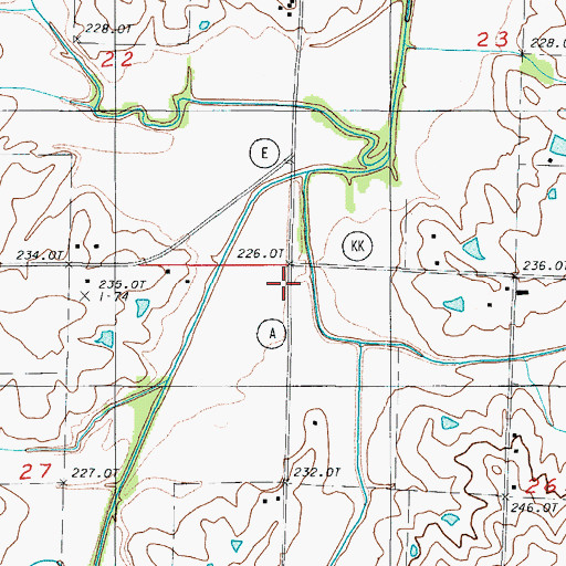 Topographic Map of Willow Creek, MO