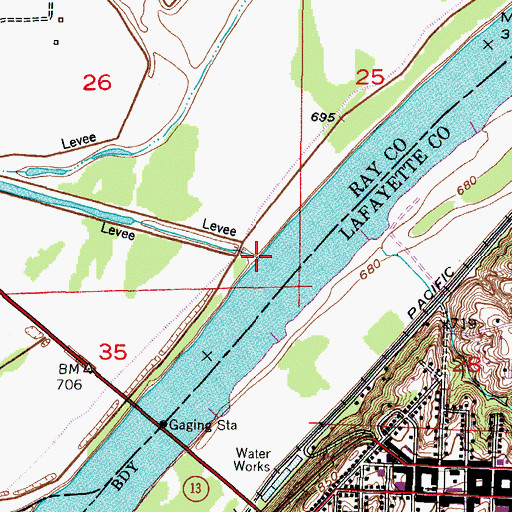 Topographic Map of Willow Creek, MO