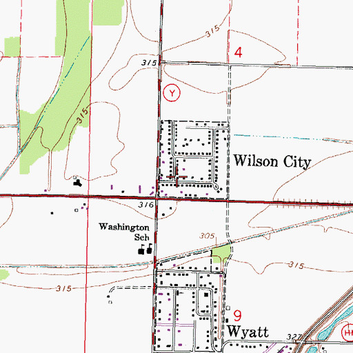 Topographic Map of Wilson City, MO