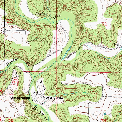 Topographic Map of Wilson Hollow, MO