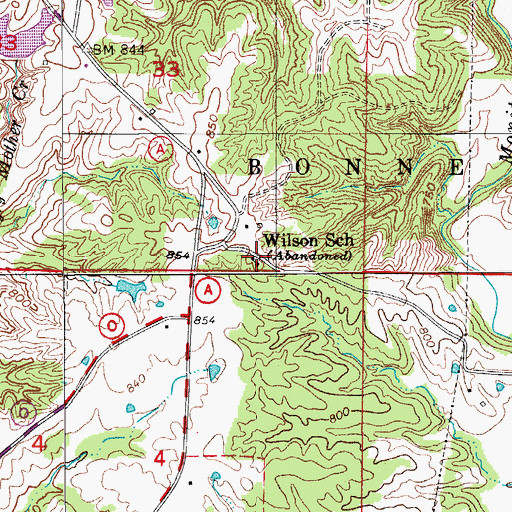 Topographic Map of Wilson School (historical), MO