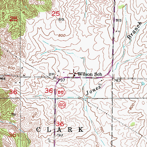 Topographic Map of Wilson School, MO