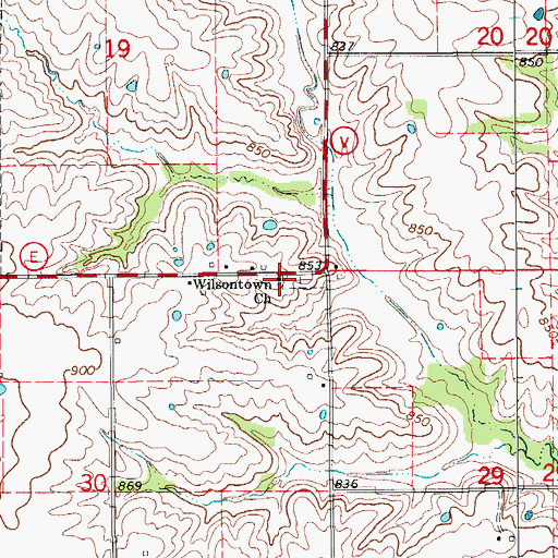Topographic Map of Wilsontown Church, MO