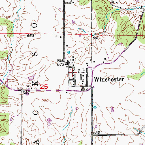 Topographic Map of Winchester, MO