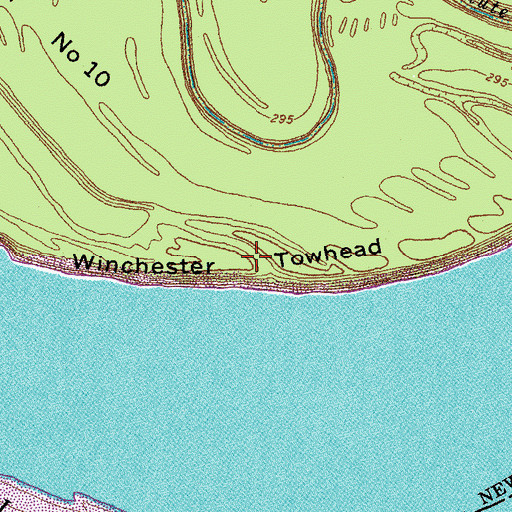 Topographic Map of Winchester Towhead, MO