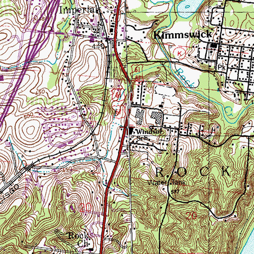 Topographic Map of Windsor School, MO
