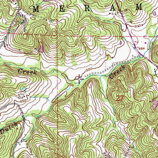 Topographic Map of Wine Creek, MO