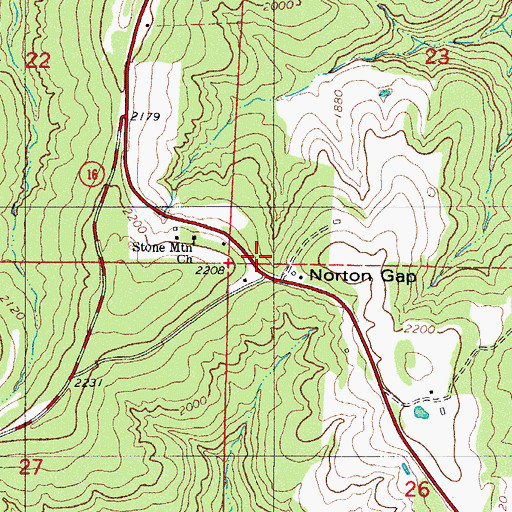 Topographic Map of Norton Gap, AR