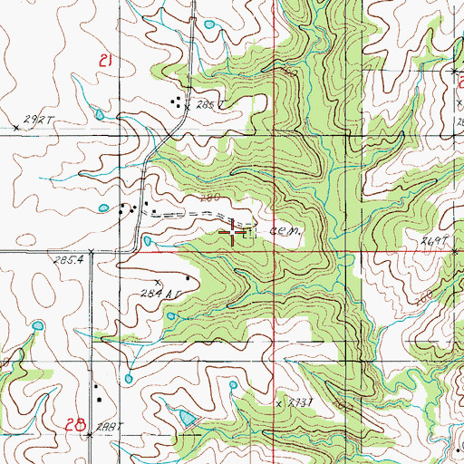 Topographic Map of Winn Cemetery, MO