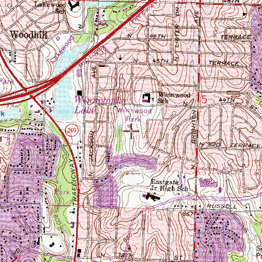 Topographic Map of Winnwood Park, MO