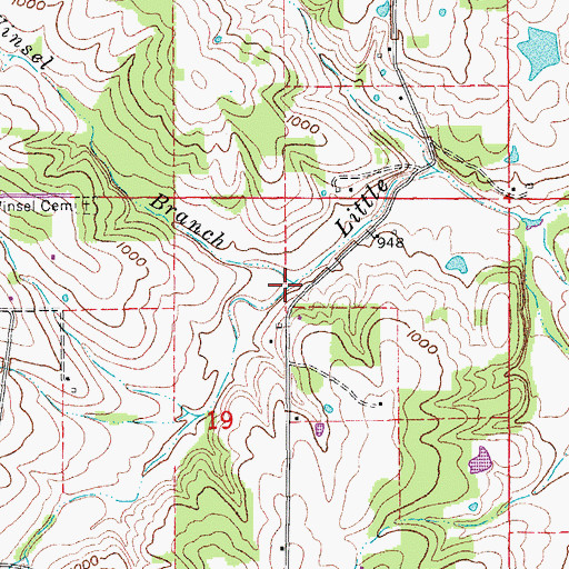 Topographic Map of Winsel Branch, MO