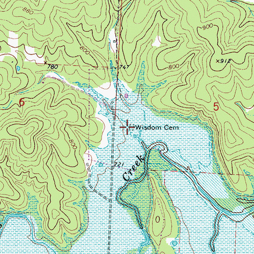 Topographic Map of Wisdom Cemetery, MO