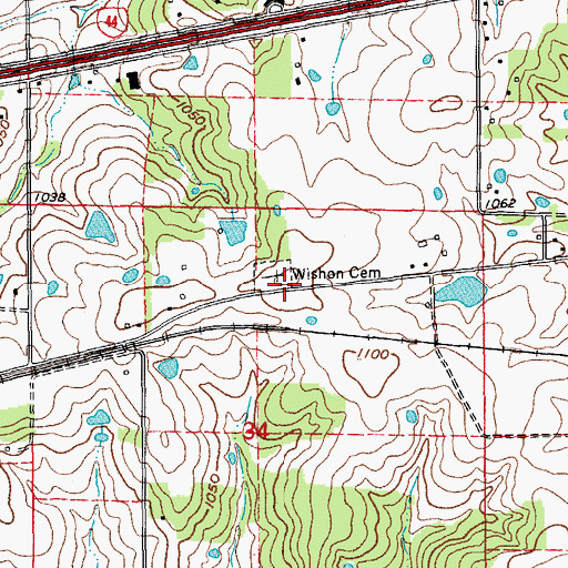 Topographic Map of Wishon Cemetery, MO