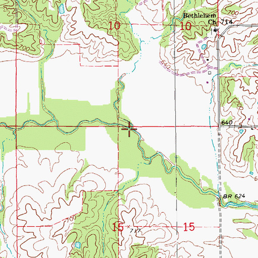 Topographic Map of Wolf Branch, MO