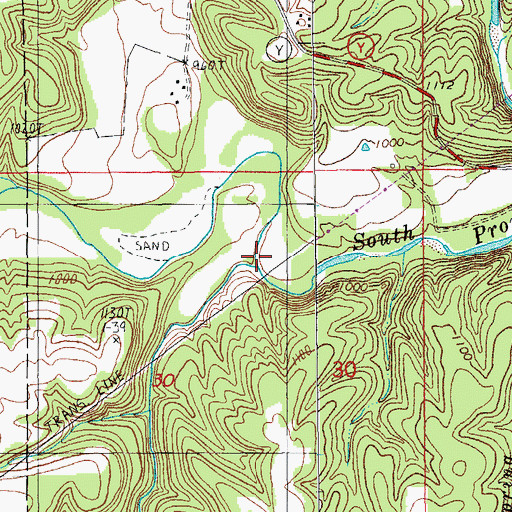 Topographic Map of Wolf Creek, MO
