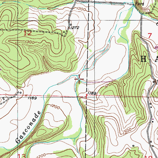 Topographic Map of Wolf Creek, MO