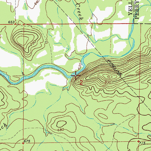 Topographic Map of O'Bryant Branch, AR