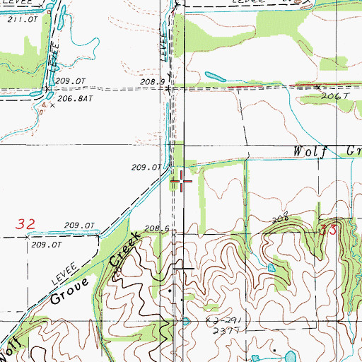 Topographic Map of Wolf Grove Creek, MO