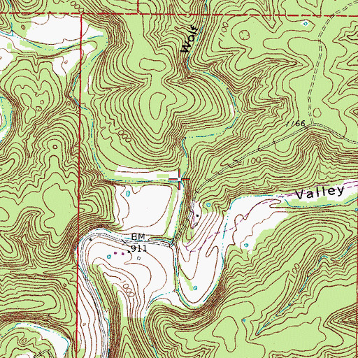 Topographic Map of Wolf Hollow, MO