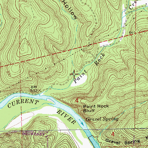 Topographic Map of Wolf Pen Hollow, MO