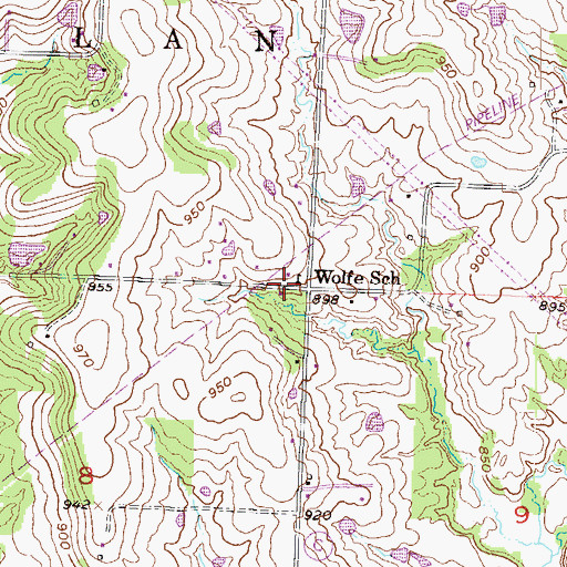 Topographic Map of Wolfe School (historical), MO