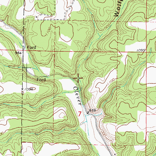 Topographic Map of Wolfpen Hollow, MO