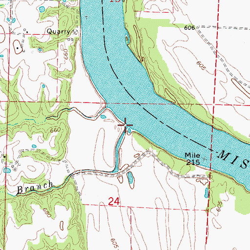 Topographic Map of Wood Branch, MO